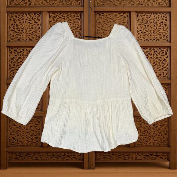 Madewell Cream Cotton Gauze Peplum Top | Size Small - Picture 3 of 5